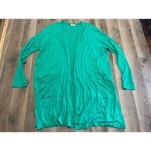 Texas True Threads Sweater, Women's Size Small, Green, Open Cardigan, Pockets